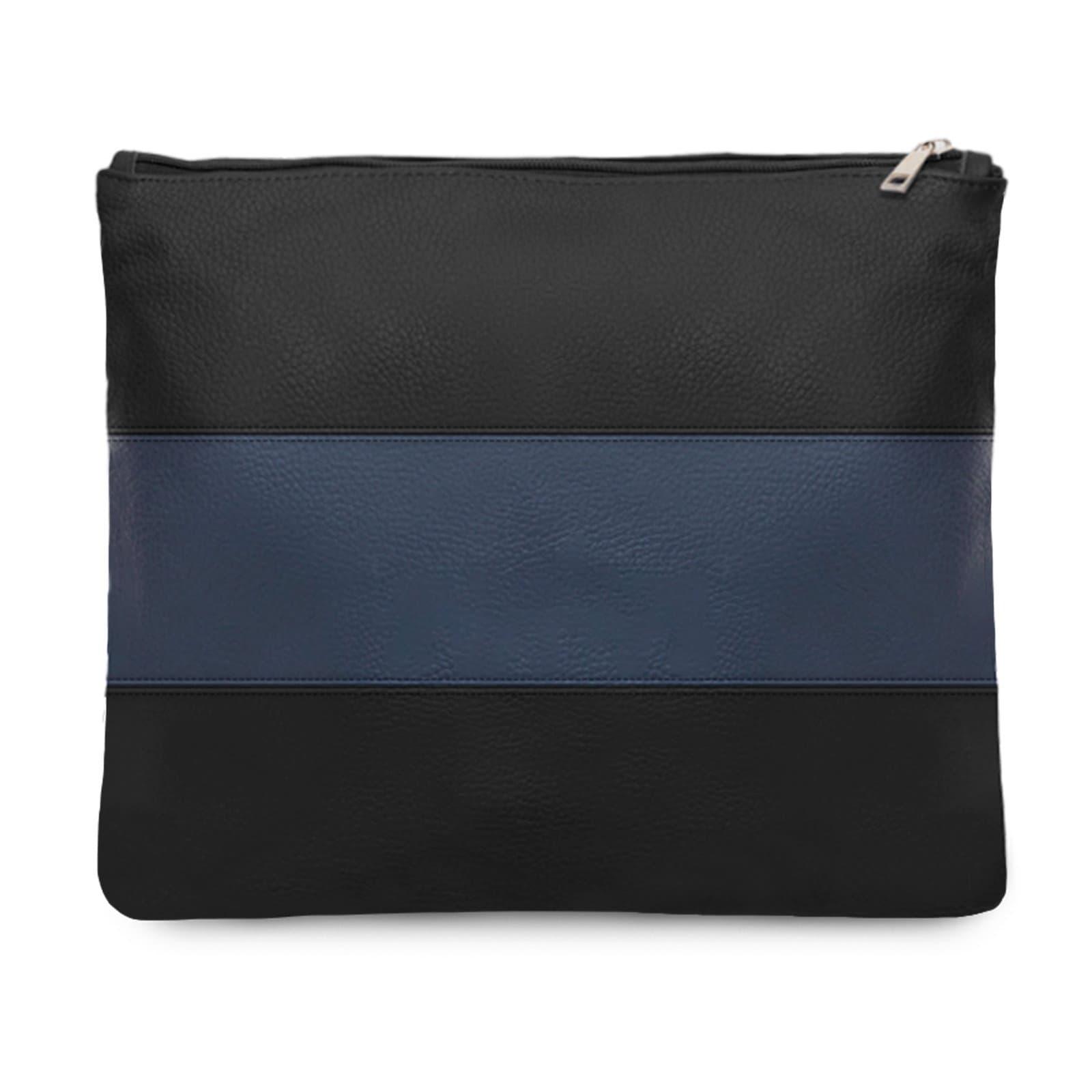 Bolsa para talit y tefilín Classic en cuero graneado negro y azul A29, photo 1