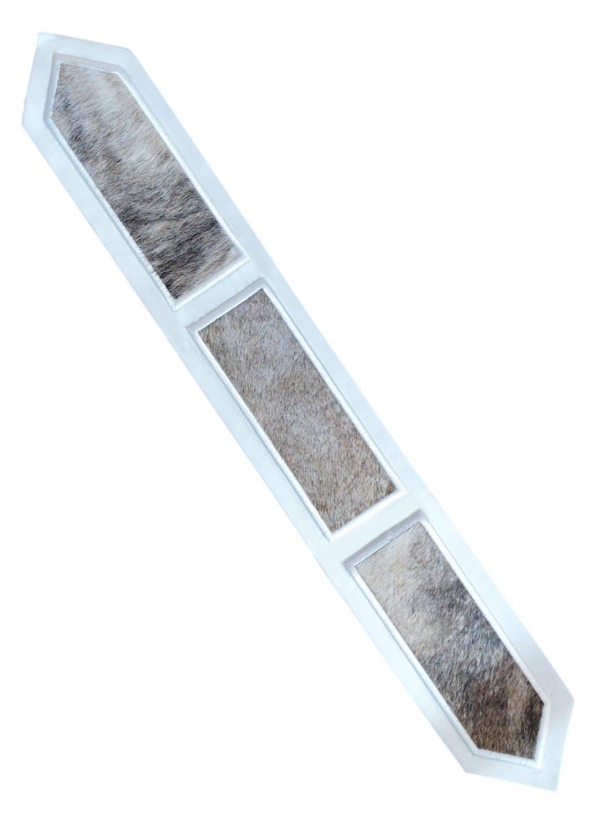 White Leather and Natural Grey Hair-on-Hide Tallit Atarah AT 26, photo 1