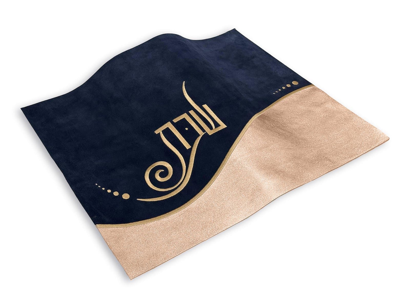 Navy Suede and Metallic Gold Leather Challah Cover CH34, photo 1