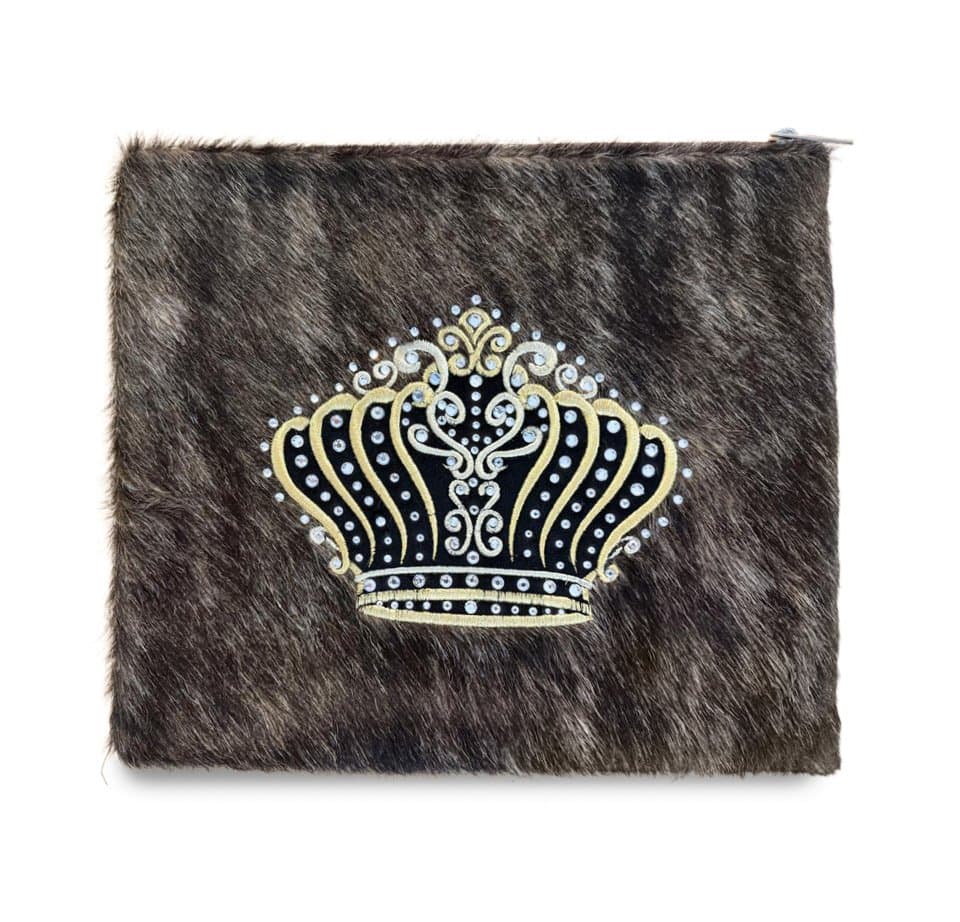 Fur Brown Hair-on-Hide Leather Tallit & Tefillin Bag E75, photo 1