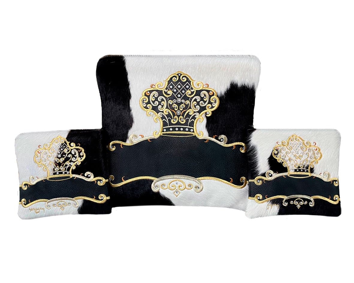 Set Crown: bolsa para talit y tefilín en cuero con pelo F94, photo 1