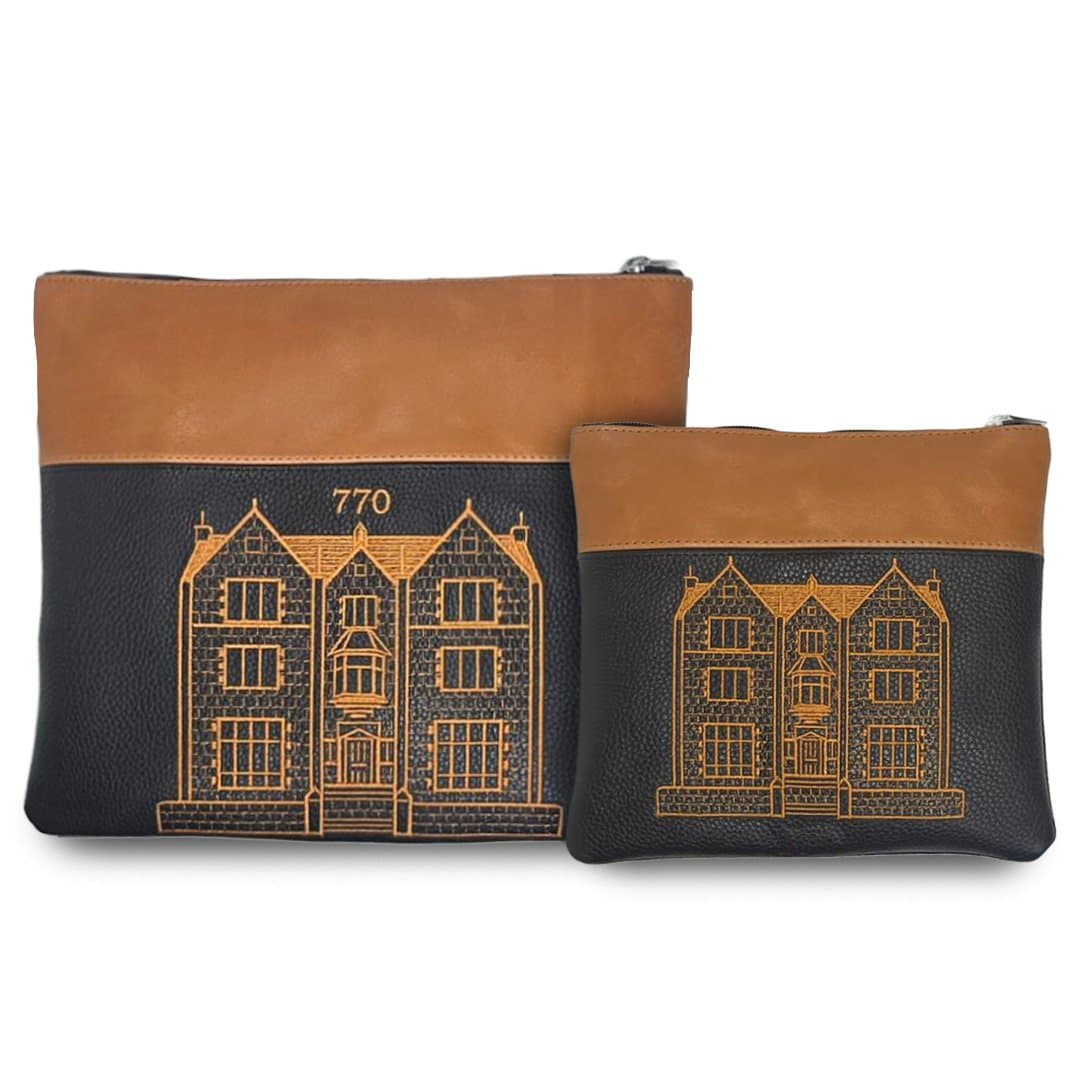 Set de bolsa para talit y tefilín 770 cuero graneado azul D31, photo 1