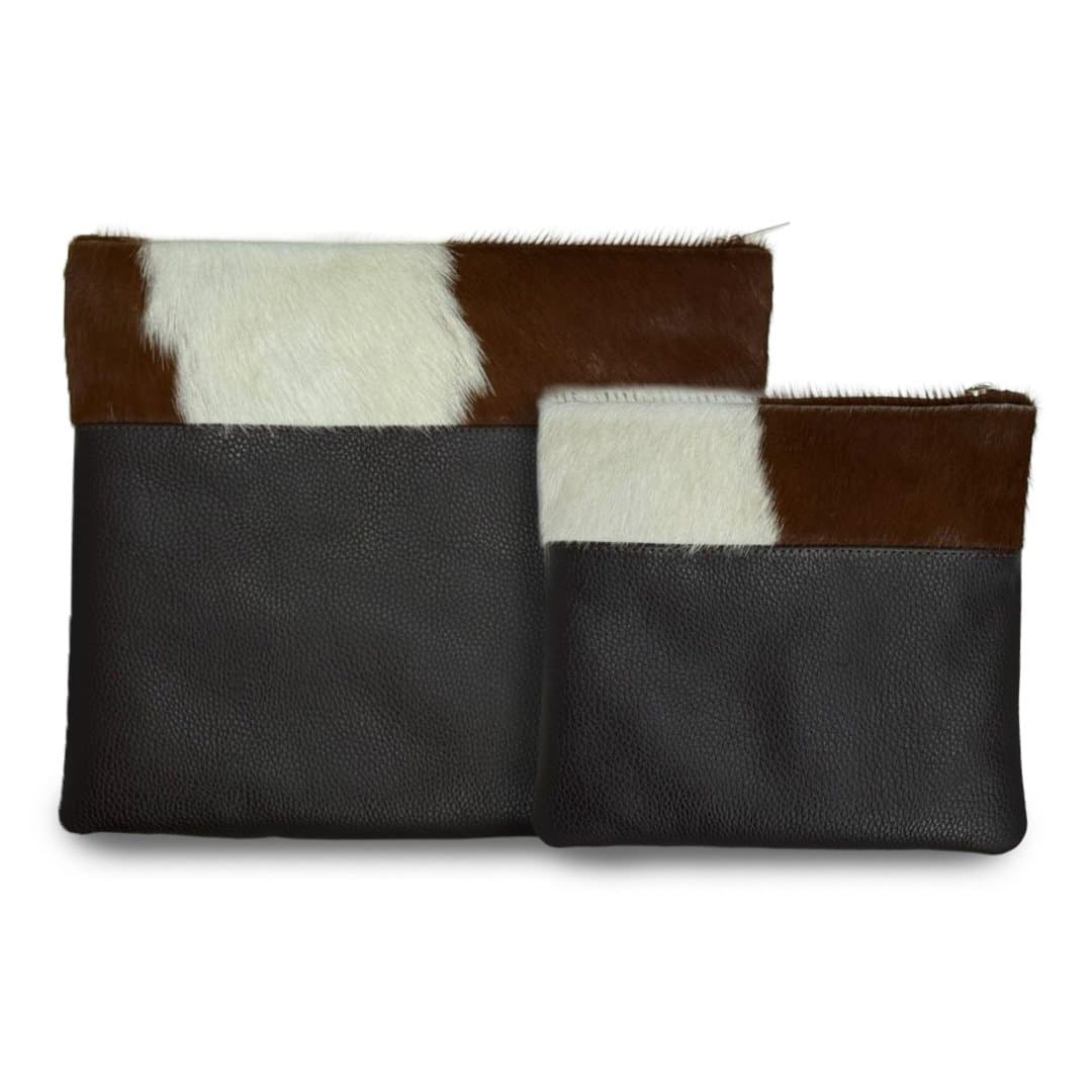 Fur Brown Hair-on-Hide Leather Tallit & Tefillin Bag Set E87, photo 1
