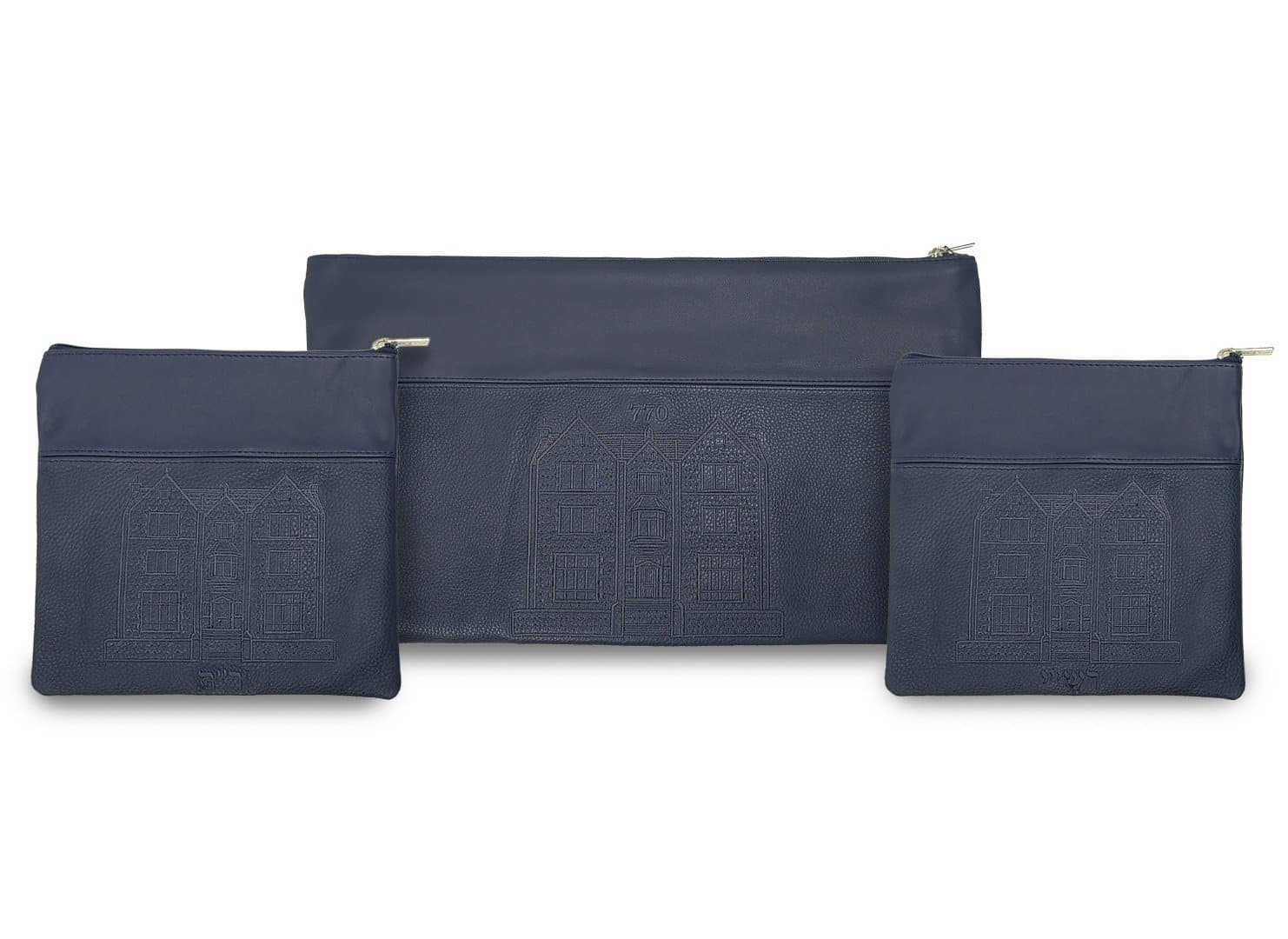 770 Navy Grained Leather Tallit & Tefillin Bag Set D32, photo 1