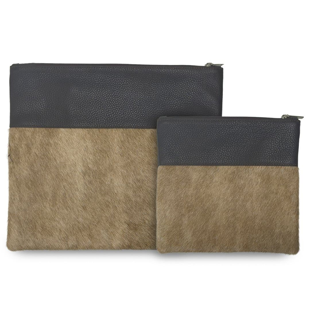 Fur Brown Hair-on-Hide Leather Tallit & Tefillin Bag Set E92, photo 1