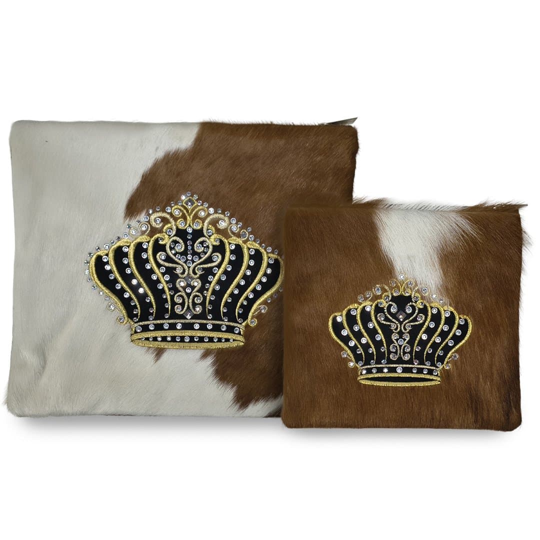 Fur Brown and White Leather Tallit & Tefillin Bag Set E97, photo 1