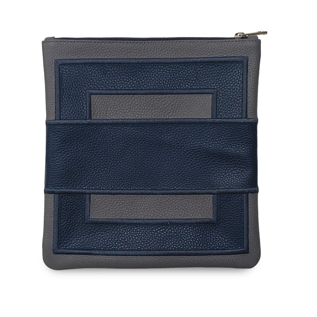 Premium Grey and Navy Leather Tallit & Tefillin Bag C192, photo 1
